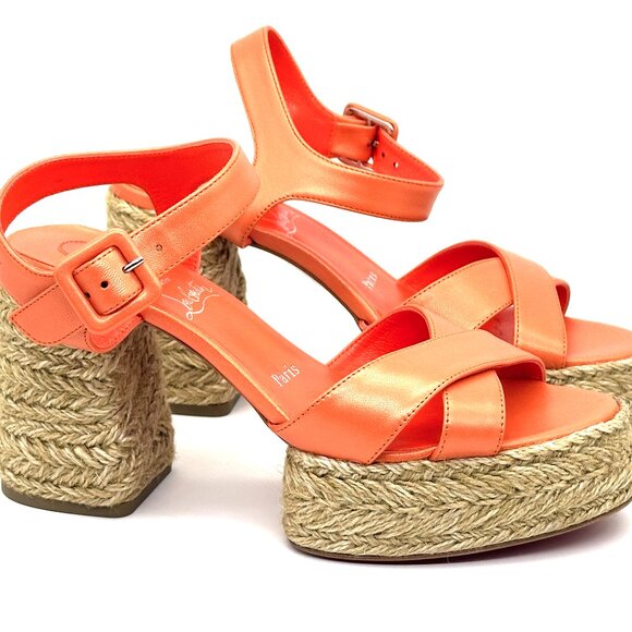 Christian Louboutin CALAKALA 85 Platform Espadrille Sandals Heels Shoes - Picture 6 of 12